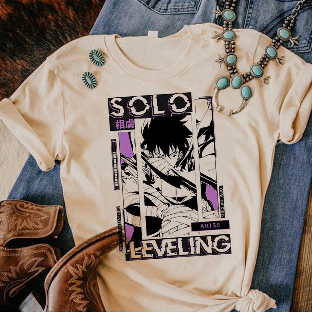 Anime Merchandise Solo Leveling - Camiseta de nivelación individual para mujer,