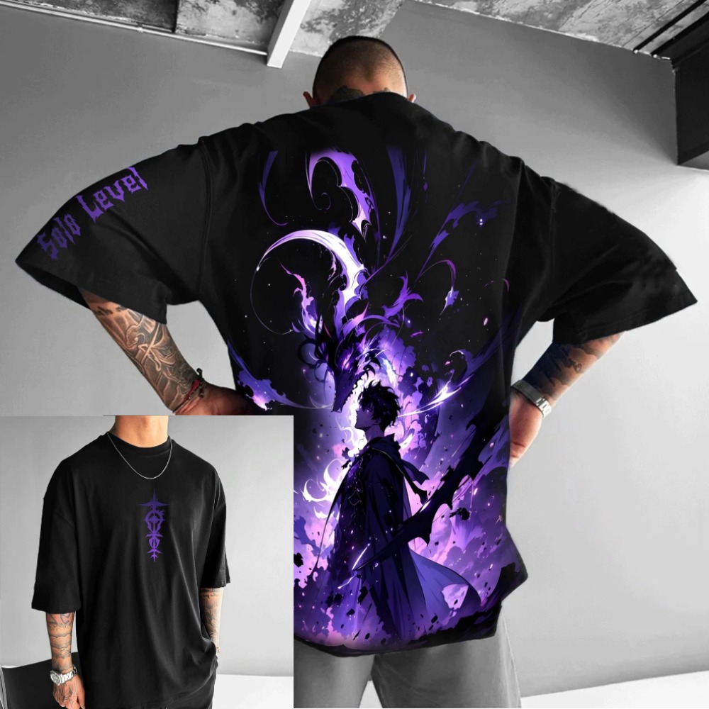 Anime Merchandise Solo Leveling - Camisetas con estampado de gran tamaño